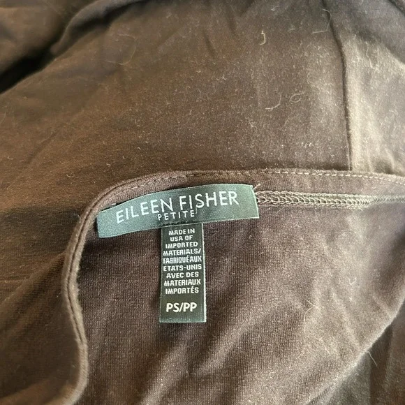 Eileen Fisher Women's Petite Small Dress Brown Viscose-Jersey Bateau-Neck Midi - Picture 3 of 11